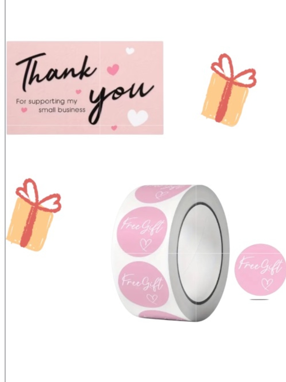 Thank You Cards & “Free Gift” stickers
75 piece set.